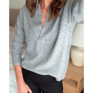 Quince S mongolian cashmere polo sweater heather grey
